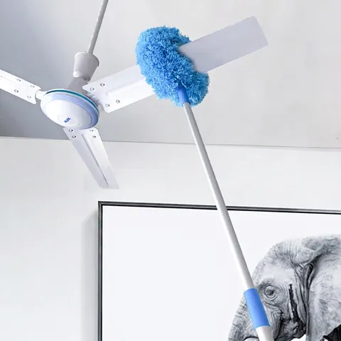 Microfiber Ceiling Fan Duster Cleaning Tool With Extendable Long Stainless Steel Pole For High Reach Home Dusting