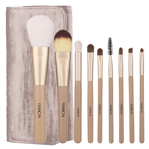 Professional Makeup Brushes With Pony Hair Synthetic Fiber Wood Handle Powder Foundation Eye Shadow Brushes And PU Storage Bag