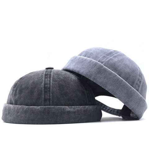 Gewassen Katoen Docker Hoed Randloze Miki Muts Retro Zeeman Cap Hip Hop Streetwear Casual Voor Mannen En Vrouwen Verstelbaar