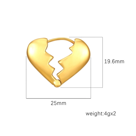 Broken Heart Earrings Stainless Steel Electroplated High Polish Niche Design Cool Style Jewelry Gift For Women