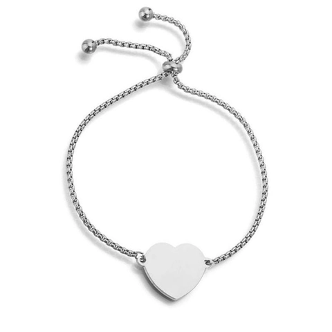 Heart Pendant Bracelet Stainless Steel Adjustable Box Chain Minimalist Jewelry Gift