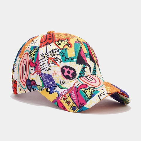 Graffiti Bedruckte Baseballkappe Polyester Streetwear Outdoor Sonnenhut Für Herren Damen Verstellbar