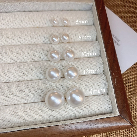 Minimalist Round Artificial Pearl Stud Earrings With 925 Sterling Silver Earring Post French Vintage Elegant Jewelry Women