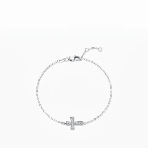 Pulsera De Cruz De Moissanita De Plata De Ley 925 Para Mujer Color D VVS1 Joyería Elegante Y Minimalista