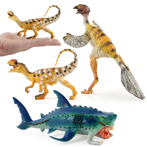 Realistic Dinosaur Dilophosaurus Fantasy Shark Monster Fish Plastic Figurine Educational Toy Movable Jaw Kids Gift