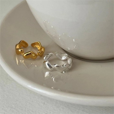 Anello A Forma Di Cuore Argento Sterling 925 Regolabile Aperto Gioielli Eleganti Minimalisti Per Donne