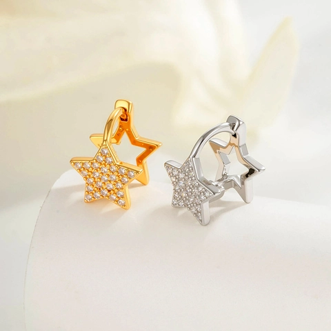 Stern-Ohrringe Aus Kupfer Mit Mikro-Pavé-Zirkonia Geometrisches Minimalistisches Design Schmuck Für Frauen