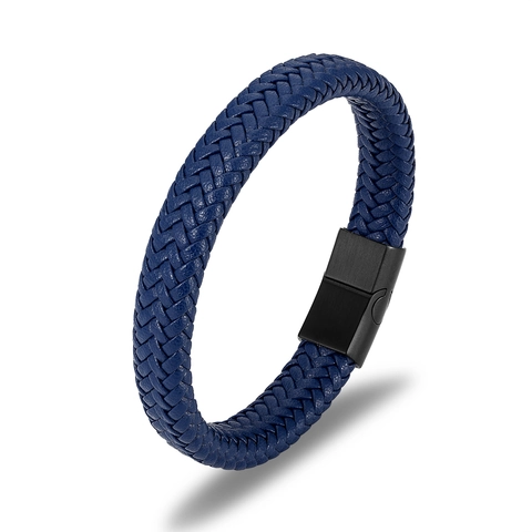 Braided Leather Bracelet For Men 304 Stainless Steel Magnetic Clasp Punk Fashion Minimalist Jewelry Gift