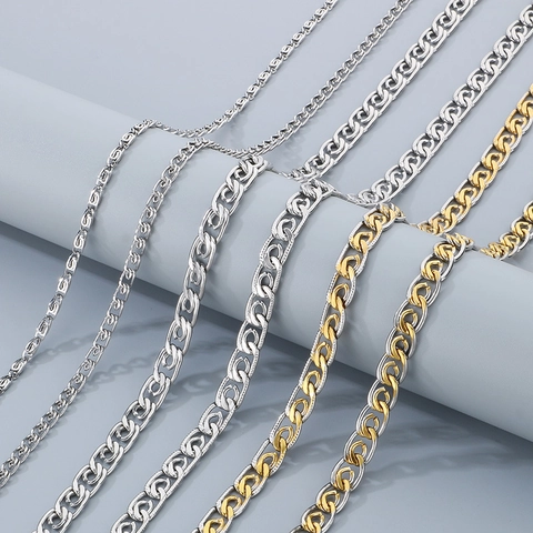 Paperclip Chain Necklace And Bracelet Stainless Steel Two Tone Minimalist Punk Fashion Jewelry For Women Men
