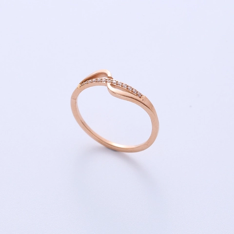 Δαχτυλίδι Από Ανοξείδωτο Ατσάλι Rose Gold Γυναικείο Κομψό Κυματιστό Σχέδιο Με Στρας Μόδα Κοσμήματα