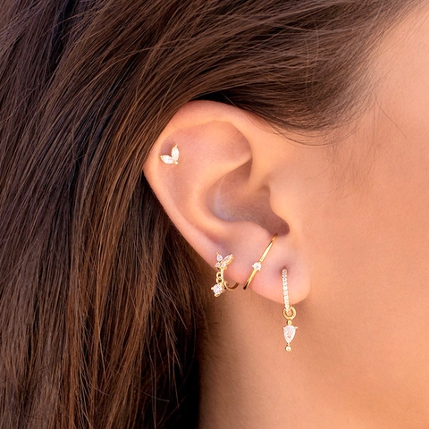 Minimalistische Gebogene Kupfer Ohrstecker Mit 925 Sterling Silber Ohrstecker Und Zirkon Elegant Damen Schmuck