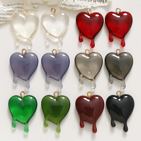 Schmelzendes Herz Anhänger Charms Harz Tropfeffekt Für DIY Schmuckherstellung Ohrring Halskette Material Zubehör Für Damen