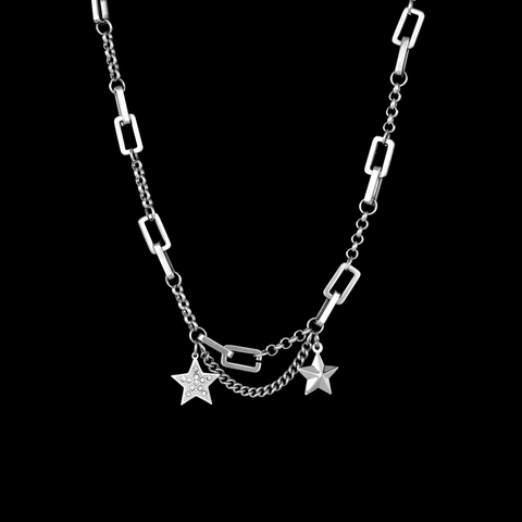 Collana Pendente Stella Pentagramma Acciaio Inossidabile Catena Splicing Zircone Intarsiato Catena Clavicola Gioielli Minimalisti Per Donne