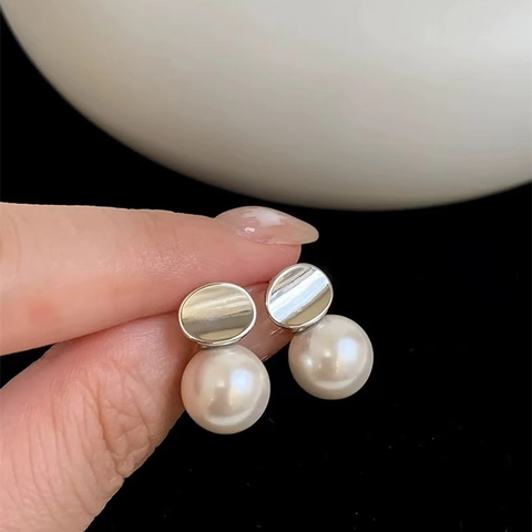 Kunstpareloorknopjes Met 925 Sterling Zilveren Oorknopjes Gebogen Geometrisch Ontwerp Franse Stijl Sieraden Voor Dames Elegant Luxe