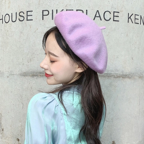 French Style Woolen Beret Hat Women Winter Warm Solid Color Vintage Artist Painter Cap Elegant Fashion Headwear