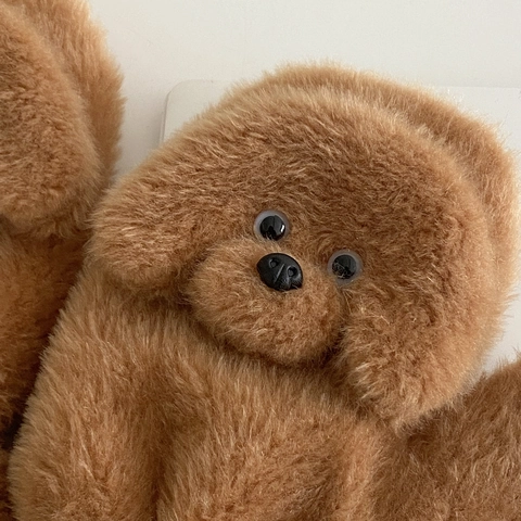 Manoplas De Felpa Perro Teddy Piel Sintética Gruesa Cálido Invierno Cortavientos Cordón Cuello Para Mujeres Estudiantes