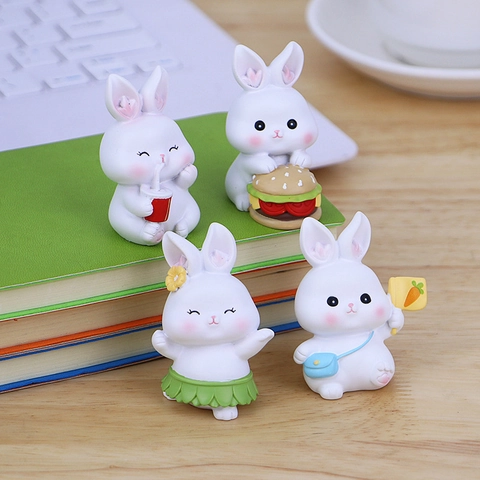 Süße Hasenfiguren Miniatur Hase Ornament Harz Schreibtisch Deko Auto Innenraum Zubehör Heim Büro Deko Cartoon