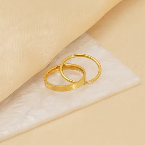 Interlocking Double Ring 18K Gold Plated Stainless Steel Rotating Anti Anxiety Fidget Minimalist Jewelry For Women