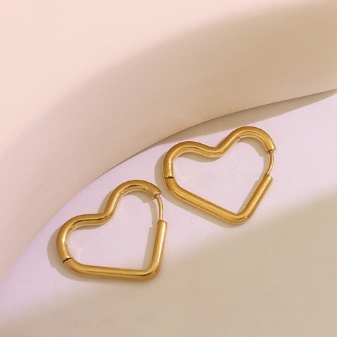 Minimalist Geometric Titanium Steel Gold Plated Hoop Earrings For Women Heart Star Triangle Square Rectangle Fashion Ear Jewelry