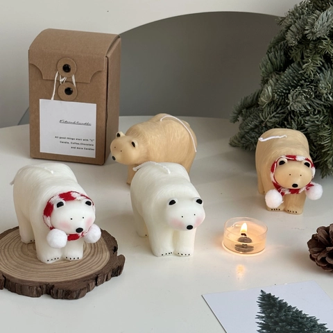 Polar Bear Scented Candle Soy Beeswax Animal Shaped Decorative For Christmas Gift Home Decor Cute Novelty