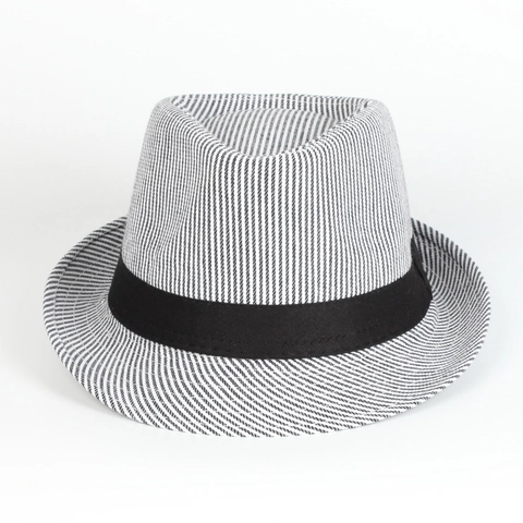 Fedora Hut Nadelstreifen Polyester Baumwolle Mischung Atmungsaktiv Retro Britischer Stil Sonnenschutz Unisex