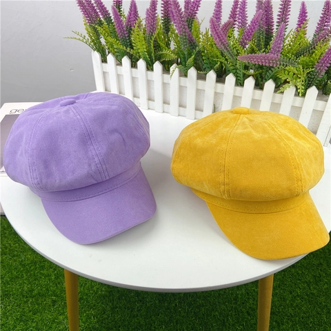 Retro Corduroy Octagonal Newsboy Cap For Women Vintage British Style Adjustable Baker Boy Hat Casual Autumn Winter