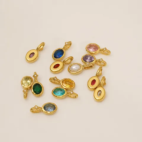 316 Stainless Steel Birthstone Pendant Charm Oval Rhinestone Star 14K Gold Plated Necklace Jewelry For Women Wedding Everyday Wear