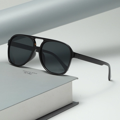 Retro Aviator Sunglasses Double Bridge PC Frame AC Lens UV400 Protection Fashion Large Frame Eyewear For Men Women