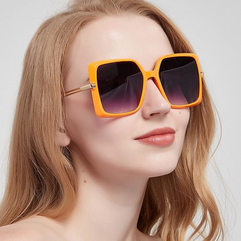 Gafas De Sol Cuadradas Vintage Para Mujer Montura De PC Patillas De Metal Protección UV400 Moda Lentes Degradadas