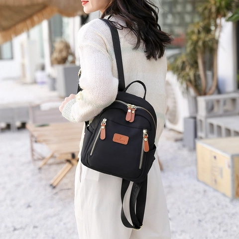 Mochila Mini De Moda Para Mujer Nylon Impermeable Ligera Con Múltiples Bolsillos Para Desplazamientos Diarios Viajes Temperamento