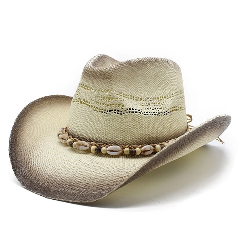 Western Cowboy Straw Hat Wide Brim Breathable Sunshade For Travel Beach Vintage Style Outdoor For Men Women