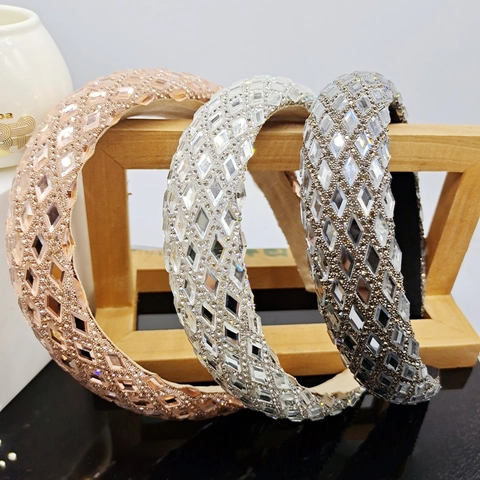 Glänzendes Strass Stirnband Kristall Gepolstertes Vintage Haarband Eleganter Haarschmuck Für Damen