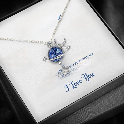 Collana Con Ciondolo Pianeta Universo Con Sfera Stellare Blu Luna Stella Ciondolo In Rame E Catena In Acciaio Per Figlia