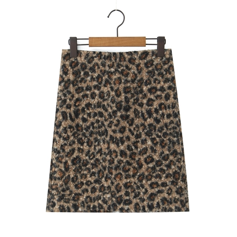 Damen Leopard Print Kunstpelz Rock Hohe Taille Schlanke A-Linie Streetwear Mode Teddy Samt Winter Warm Minirock