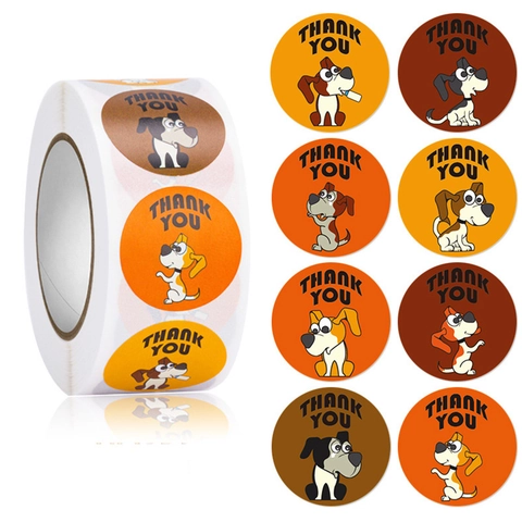 Thank You Stickers Cartoon Animal Patterns Round Adhesive Labels For Gift Packaging Baking Envelopes Decoration