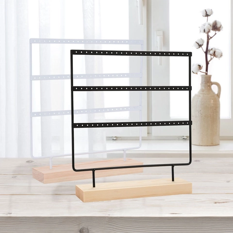 Multi Tier Ohrringständer Metall Schmuck Organizer Mit Holzsockel Für Desktop Aufbewahrung Minimalistischer Nordischer Stil