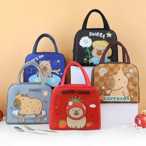 Bolsa De Almuerzo Aislada Oxford Impermeable Bolsa Bento Térmica Portátil Dibujos Animados Animales Niños Oficina Picnic