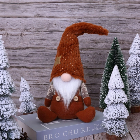 Gnomo De Navidad Muñeca Sin Rostro Nórdica Peluche Punto Adorno Con Barba Larga Decoración De Estrellas Para Festividades