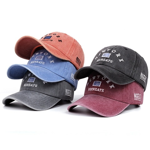 Cappellino Da Baseball In Cotone Lavato Vintage Ricamo New York Distressed Cappello Da Sole Unisex