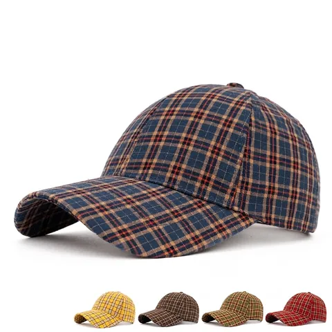 Cappello Da Baseball A Quadri Cotone Regolabile Protezione Solare Cappello Vintage Casual Per Uomini E Donne
