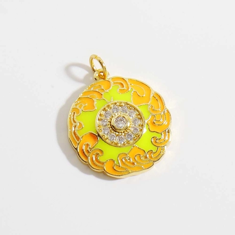 Ciondoli Pendenti DIY Gioielli Rame Placcato Oro 18K Zircone Micro Intarsiato Smalto Croce Cuore Stella Malocchio Moda