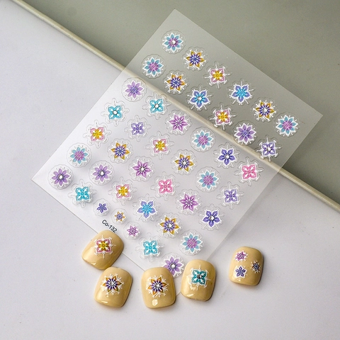 Adesivi Per Unghie 5D In Rilievo Motivi Mandala Bohemien Fiocco Di Neve Impermeabili Autoadesivi Manicure DIY Per Donne
