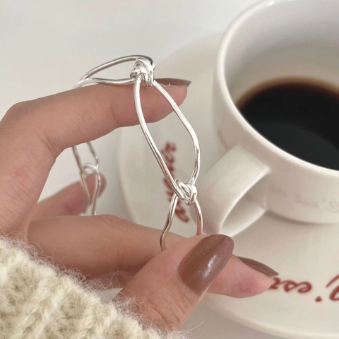 925 Sterling Silver Knot Bracelet Woven Twist Bangle 18K Gold Plated Minimalist Chic Fashion Jewelry For Women Polished Style