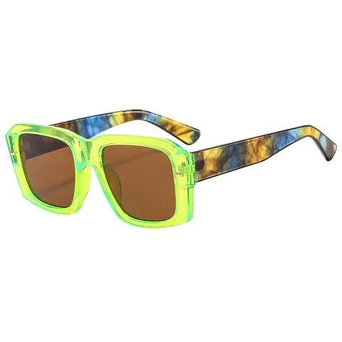 Retro Square Frame Sunglasses UV400 Protection Colorful Marble Pattern Temples PC Plastic Eyewear For Men Women Avant-Garde