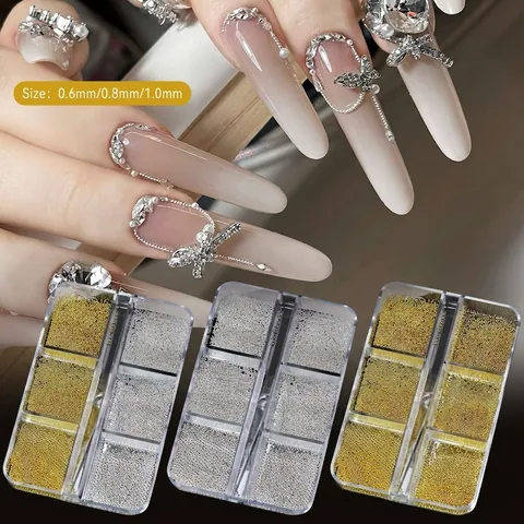 Perle Metalliche Nail Art Oro Argento Nero Misto Mini Caviale Decorazione Per Accessori Gioielli Manicure Fai Da Te