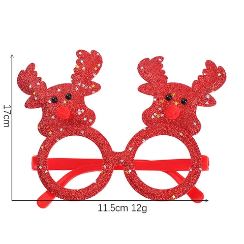 Christmas Party Decorative Eyeglass Frames Glitter Plastic Festive Photo Props Reindeer Antler Santa Claus Holiday Favors
