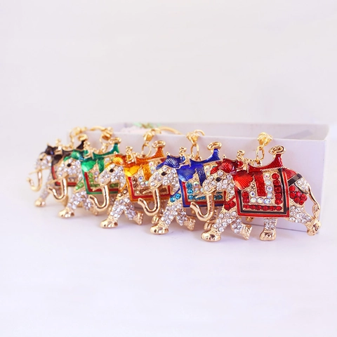Lindo Llavero de Elefante de Strass Animal Bolso Charm Aleación de Zinc Esmalte Llavero para Mujer Joyería Regalo