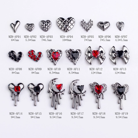 Ciondoli Per Nail Art A Cuore Gotico Lega Strass Luna Fiocco Stile Punk Scuro Decorazioni Accessorio