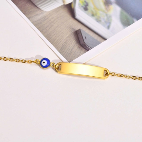Roestvrijstalen Armband Boze Oog Blanco ID Plaatje Hart Bedeltje Verstelbare Ketting Sieraden Voor Kinderen