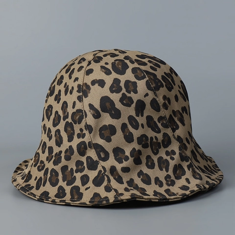 Chapeau Cloche Léopard À Volants Polyester Réglable Pliable Protection Solaire Mode Femmes Été Voyage